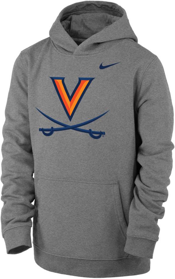 Nike Youth Virginia Cavaliers Grey Club Fleece Pullover Hoodie