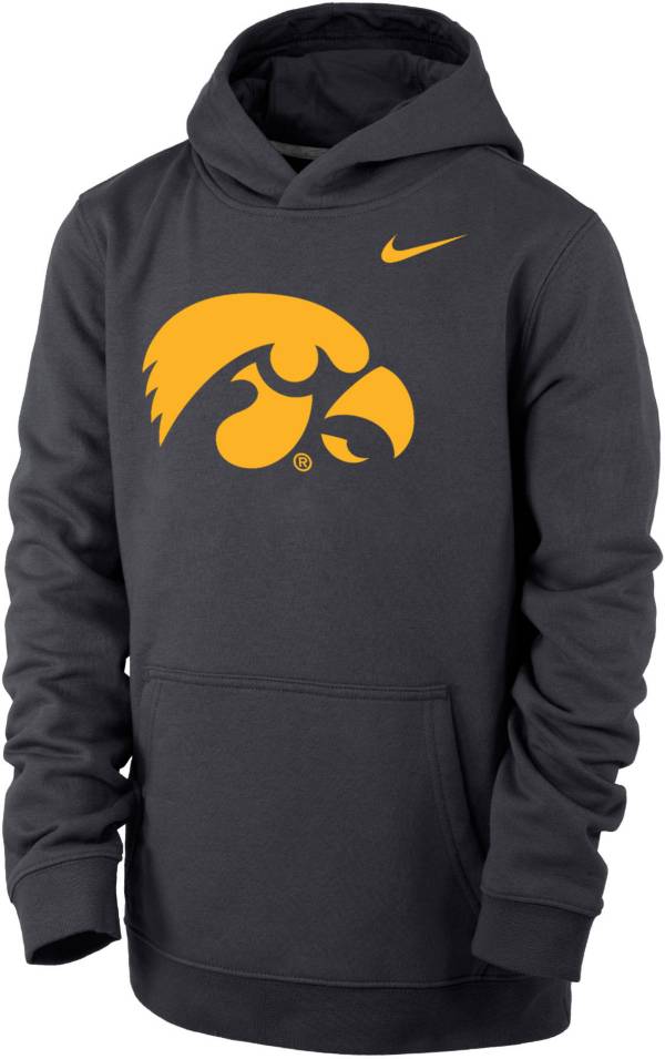 Nike Youth Iowa Hawkeyes Grey Club Fleece Pullover Hoodie