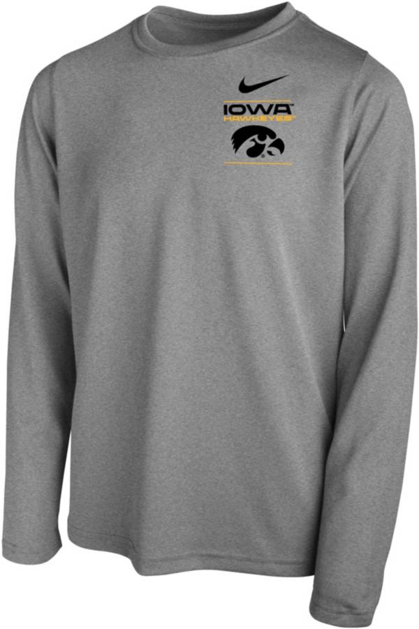 Nike Youth Iowa Hawkeyes Grey Dri-FIT Legend Long Sleeve T-Shirt product image