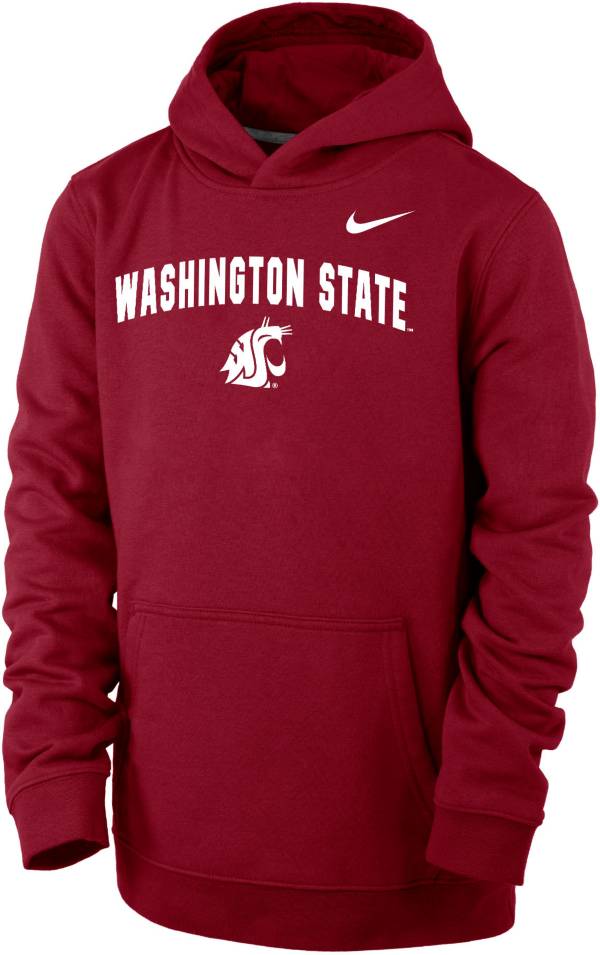 Nike Youth Washington State Cougars Crimson Club Fleece Wordmark Pullover Hoodie