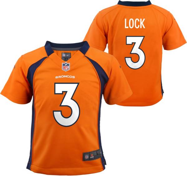 Nike Little Kid's Denver Broncos Drew Lock #3 Orange Game Jersey