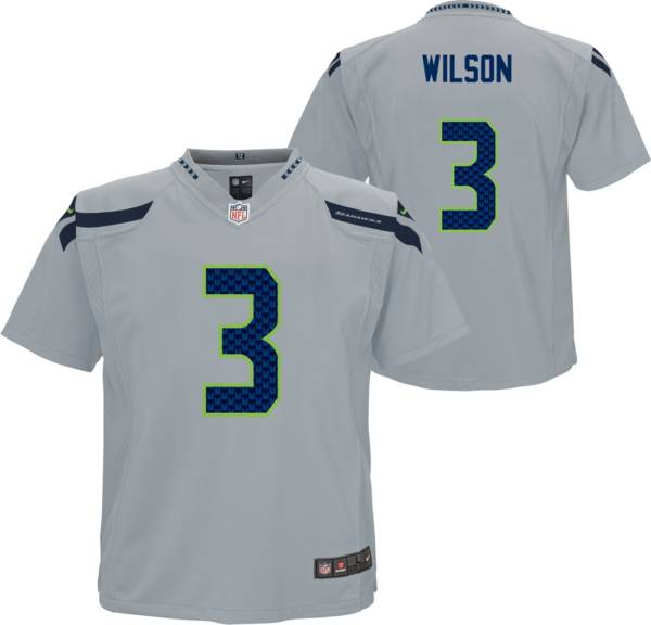 Nike Little Kid's Seattle Seahawks Russell Wilson #3 Grey Game Jersey
