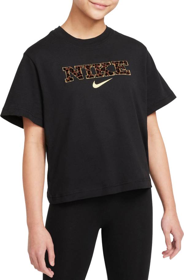 Nike Girls' Sportswear Leopard Boxy T-Shirt