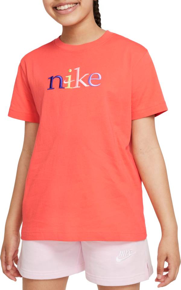 Nike Girls' Sportswear Embroidered Graphic T-Shirt