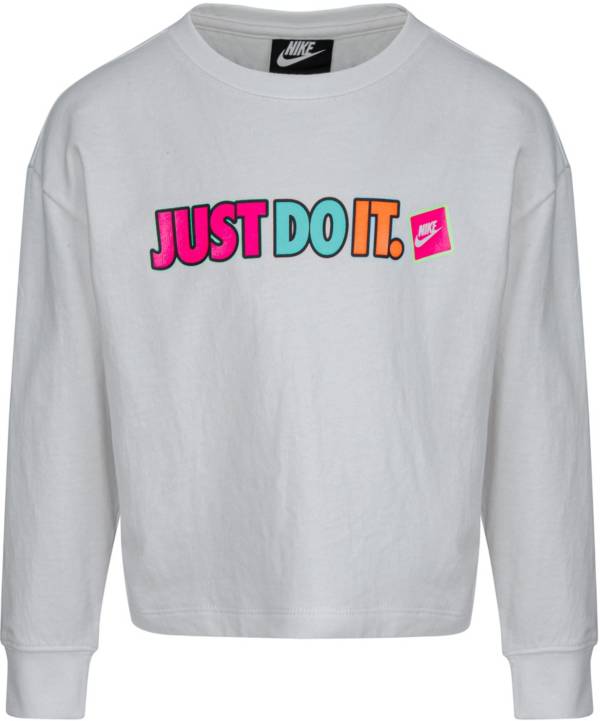 Nike Little Girls' Sportswear Sticker Logo Crewneck Sweatshirt