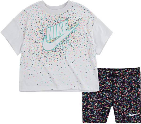 Nike Little Girls' Swoosh Sprinkle T-Shirt and Biker Shorts Set product image