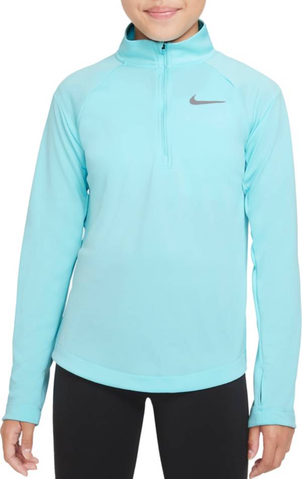 Nike Girls' Dri-FIT 1/4 Zip Long Sleeve Running Shirt