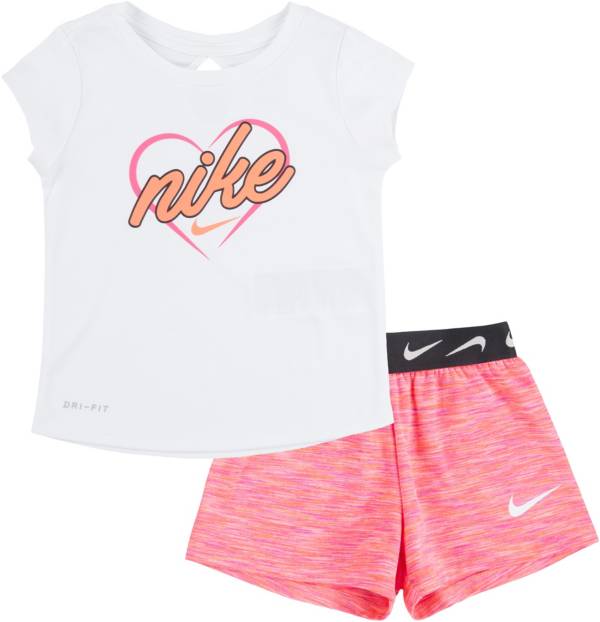Nike Little Girls' Space Dye Short Sleeve T-Shirt And Shorts Set product image