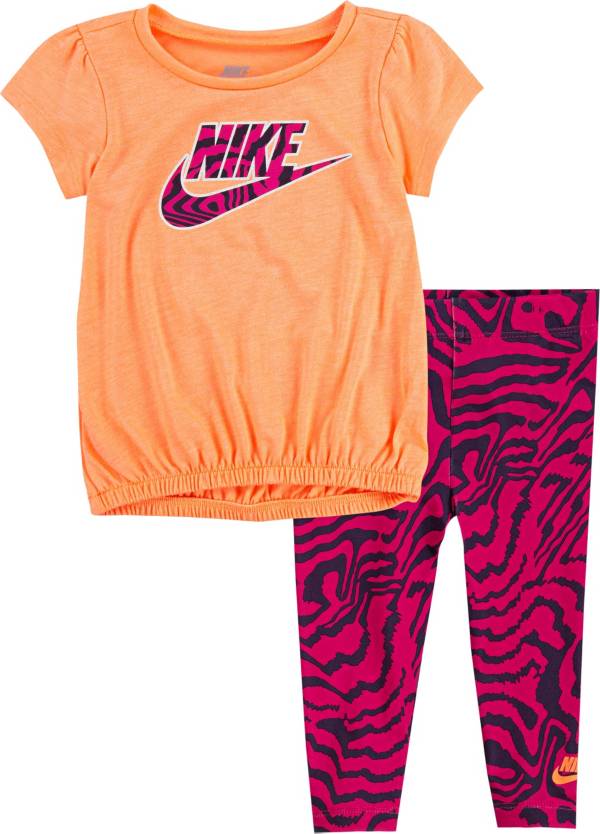 Nike Toddler Bubble Top and Zebra Print Leggings Set