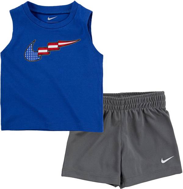 Nike Infant Boys' American Flag Swoosh Tank Top and Shorts Set