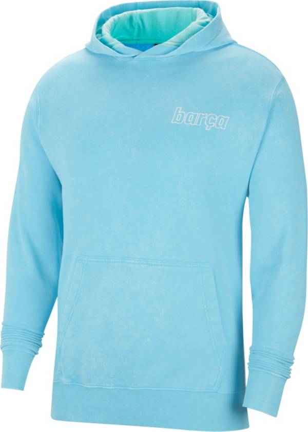 Nike Men's FC Barcelona Beach Wash Blue Pullover Hoodie