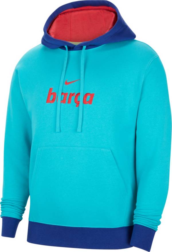 Nike Men's FC Barcelona Club Blue Pullover Hoodie