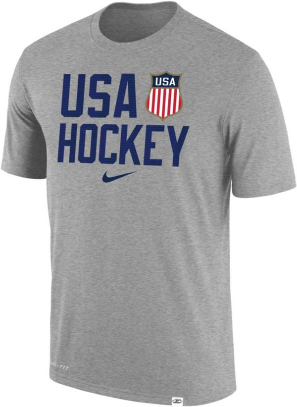 Nike USA Hockey 2022 Olympics Dri-FIT Heather Grey T-Shirt