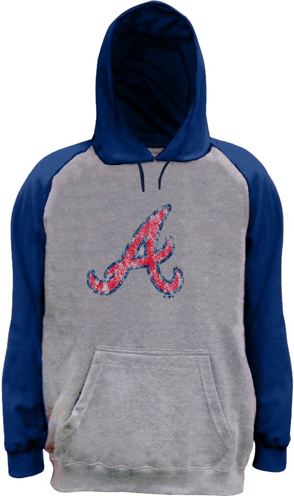 Nike Men's Big and Tall Atlanta Braves Grey Raglan Sleeve Hoodie