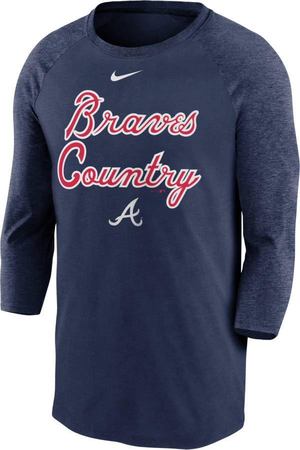 Nike Men's Atlanta Braves Navy Local Raglan Three-Quarter Sleeve Shirt product image