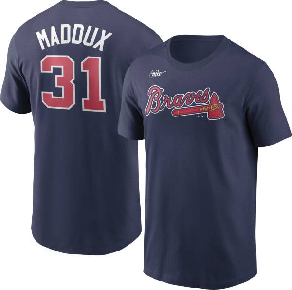 Nike Men's Atlanta Braves Greg Maddux #31 Navy T-Shirt