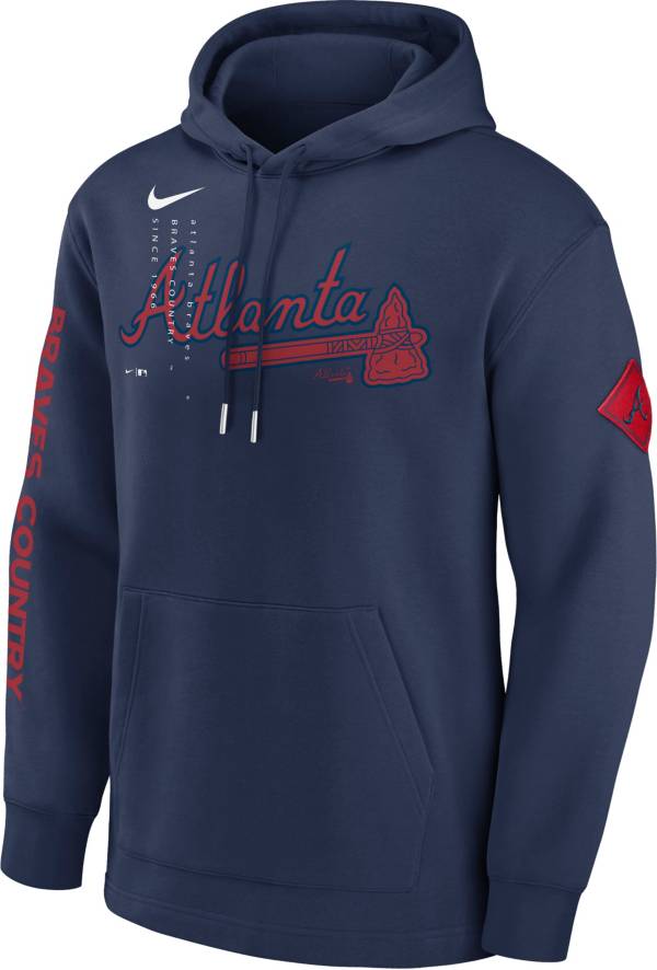 Nike Men's Atlanta Braves Navy Reflection Fleece Pullover Hoodie