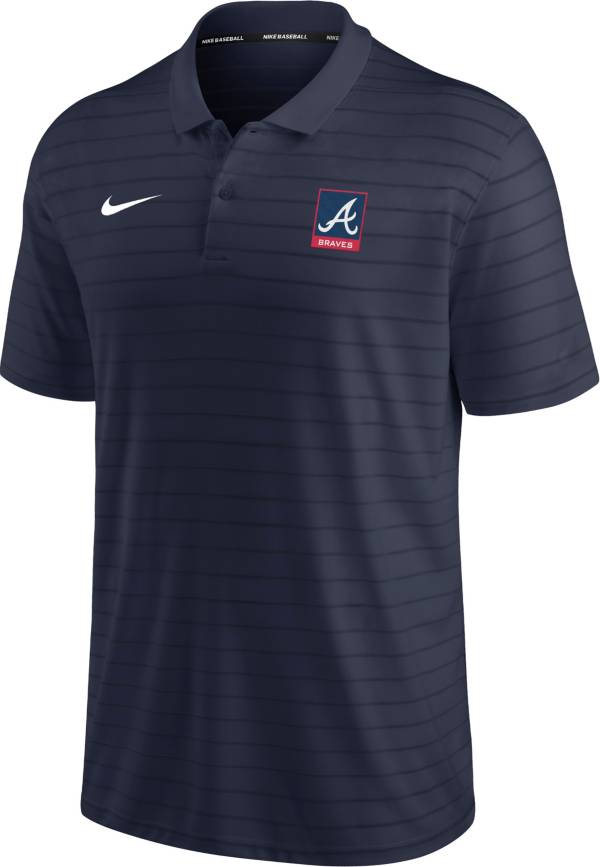 Nike Men's Atlanta Braves Navy Striped Polo