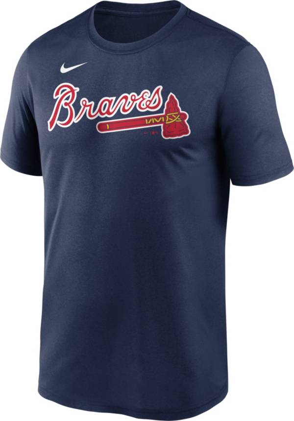 Nike Men's Atlanta Braves Navy Wordmark Legend T-Shirt