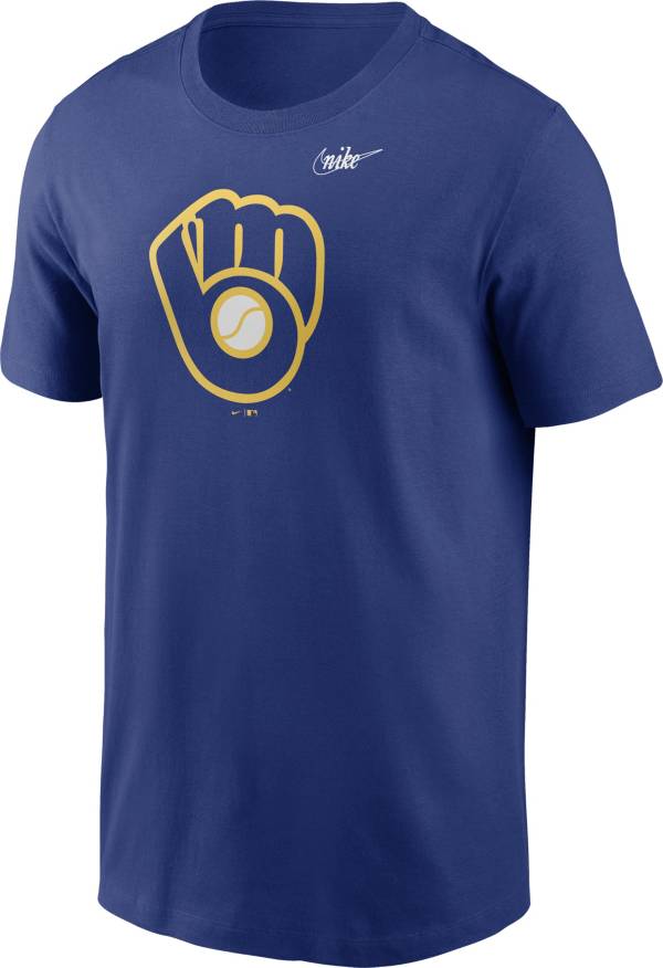 Nike Men's Milwaukee Brewers Blue Cooperstown Logo T-Shirt