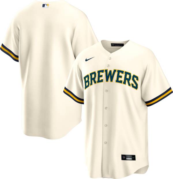 Nike Men's Milwaukee Brewers Cream Cool Base Jersey