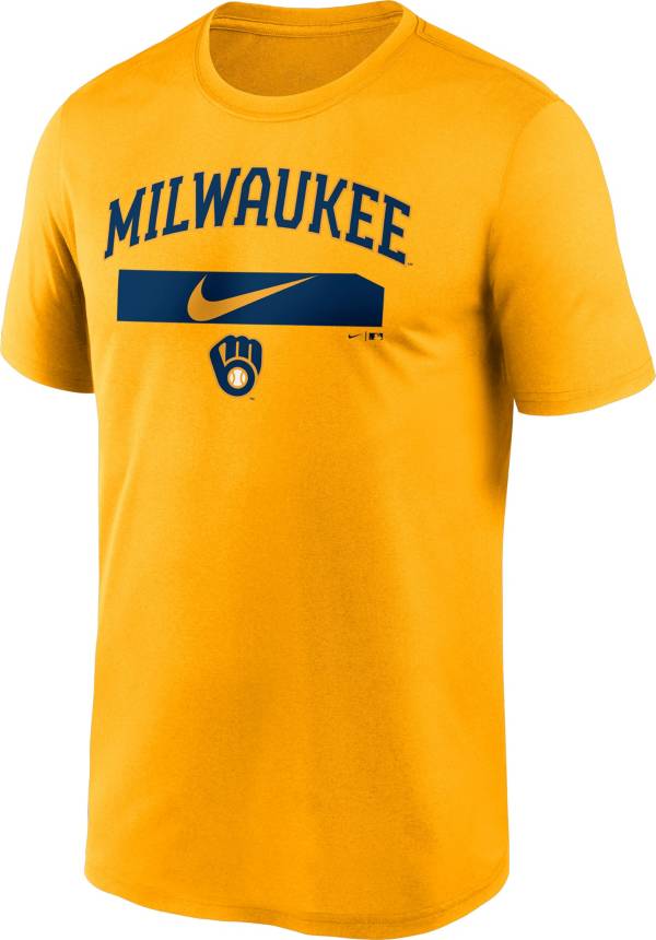 Nike Men's Milwaukee Brewers Gold Practice Cotton T-Shirt