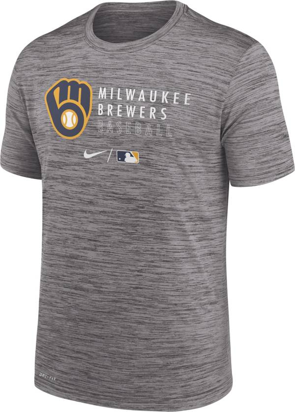 Nike Men's Milwaukee Brewers Grey Authentic Collection Velocity Practice T-Shirt