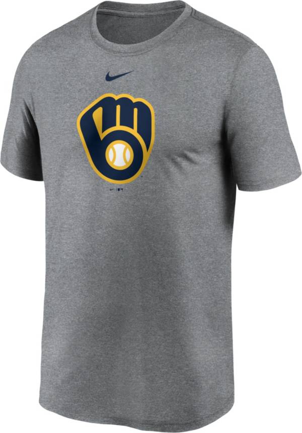 Nike Men's Milwaukee Brewers Grey Logo Legend T-Shirt