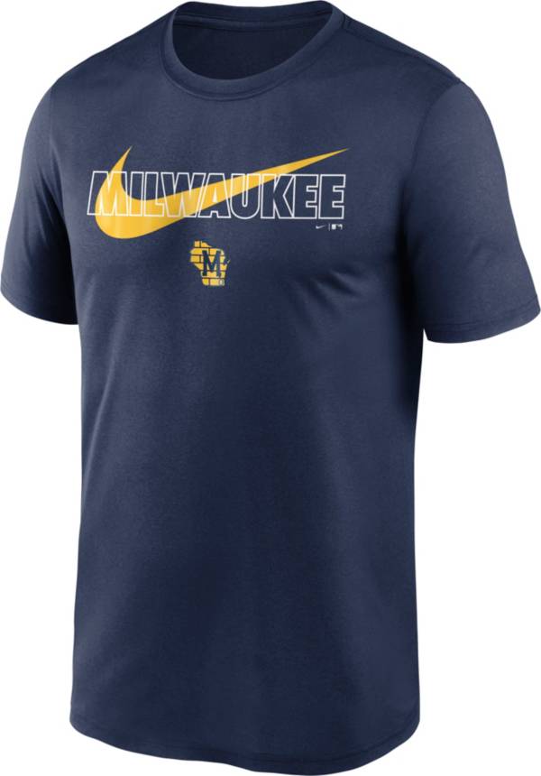 Nike Men's Milwaukee Brewers Navy Swoosh Legend T-Shirt