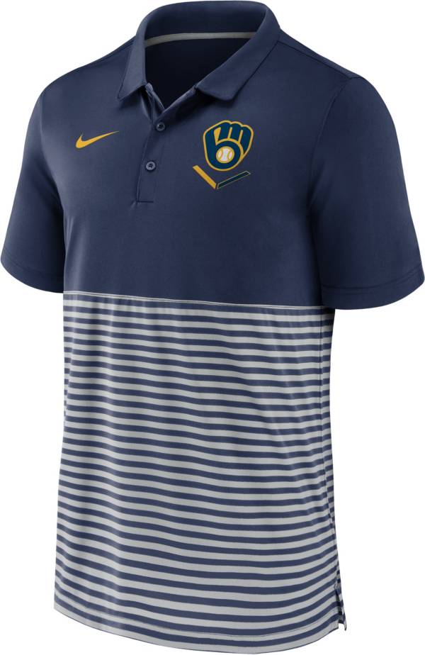 Nike Men's Milwaukee Brewers Stripe Red Polo