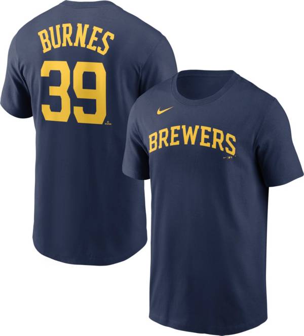 Nike Men's Milwaukee Brewers Corbin Burnes #39 Navy T-Shirt