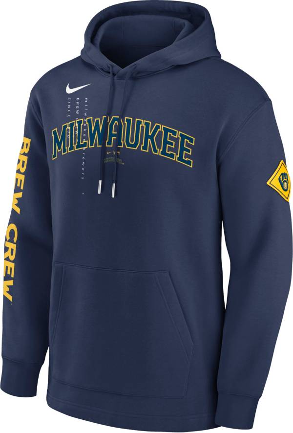 Nike Men's Milwaukee Brewers Navy Reflection Fleece Pullover Hoodie