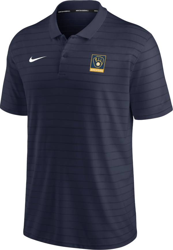 Nike Men's Milwaukee Brewers Navy Striped Polo product image