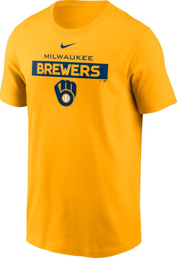 Nike Men's Milwaukee Brewers Yellow Cotton T-Shirt