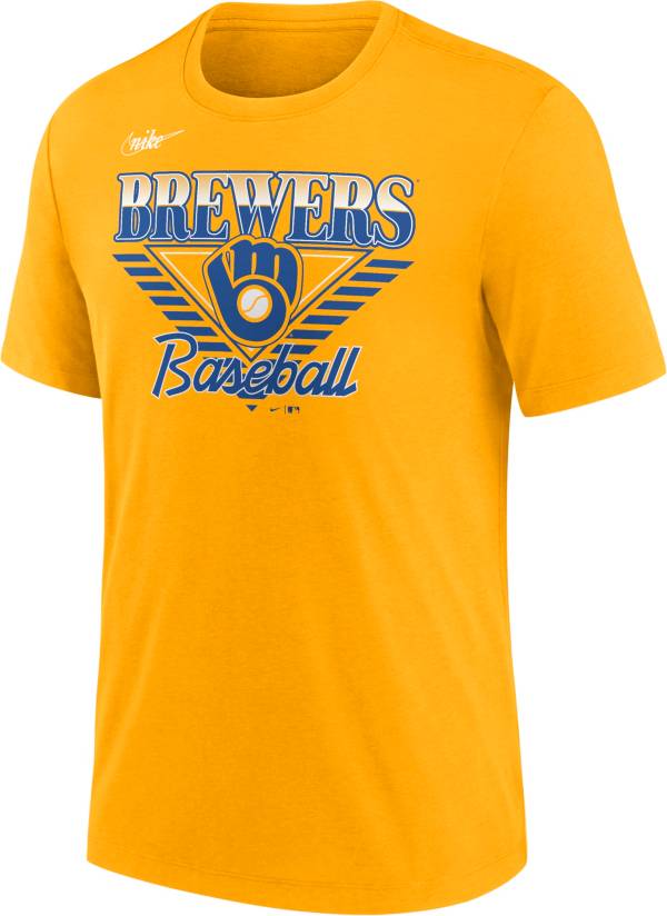 Nike Men's Milwaukee Brewers Yellow Cooperstown Rewind T-Shirt