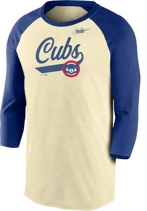 Nike Men's Chicago Cubs Cream Cooperstown Raglan Three-Quarter Sleeve Shirt