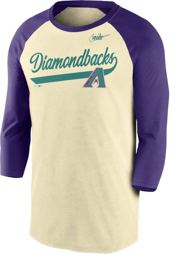 Nike Men's Arizona Diamondbacks Cream Cooperstown Raglan Three-Quarter Sleeve Shirt