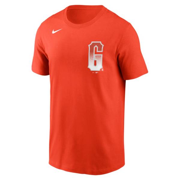 Nike Men's San Francisco Giants Orange 2021 City Connect Wordmark T-Shirt