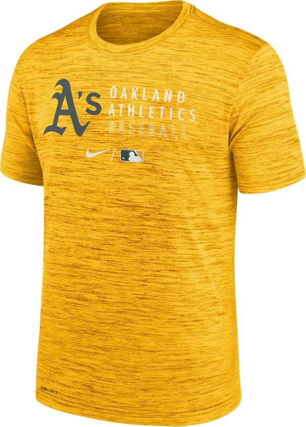 Nike Men's Oakland Athletics Yellow Authentic Collection Velocity Practice T-Shirt