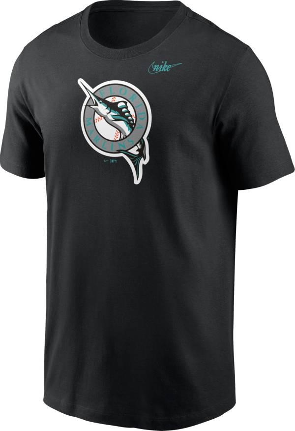 Nike Men's Miami Marlins Black Cotton Logo T-Shirt