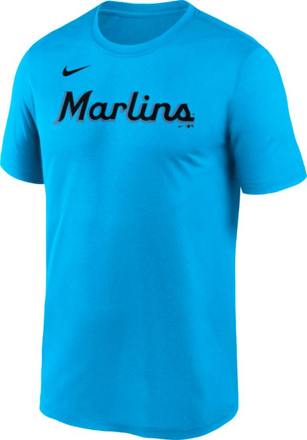Nike Men's Miami Marlins Blue Legend Wordmark T-Shirt
