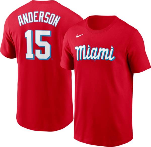 Nike Men's Miami Marlins Brian Anderson #15 Red 2021 City Connect T-Shirt