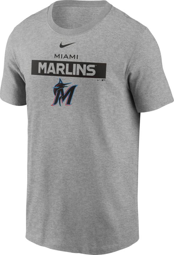 Nike Men's Miami Marlins Gray Cotton T-Shirt