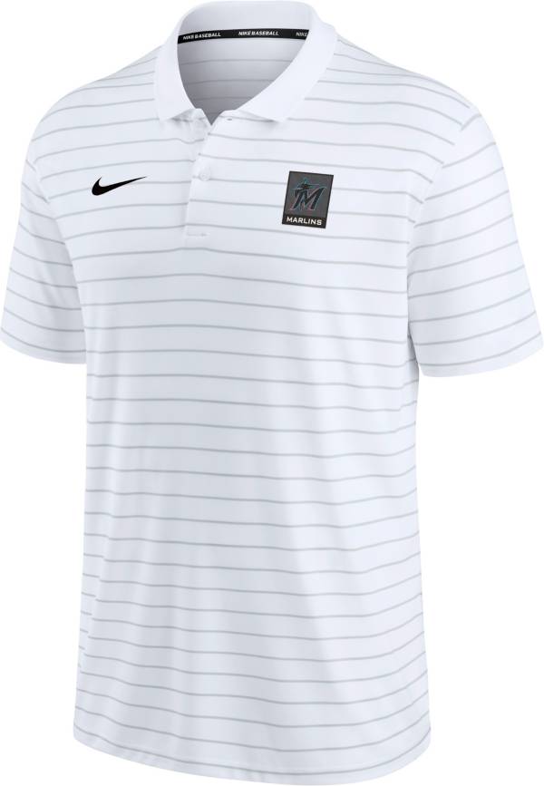 Nike Men's Miami Marlins White Striped Polo product image