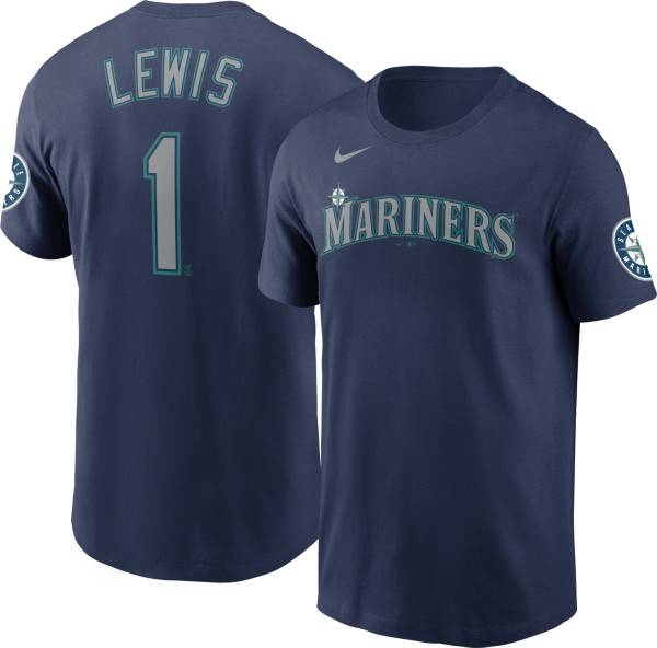 Nike Men's Seattle Mariners Kyle Lewis #1 Navy T-Shirt