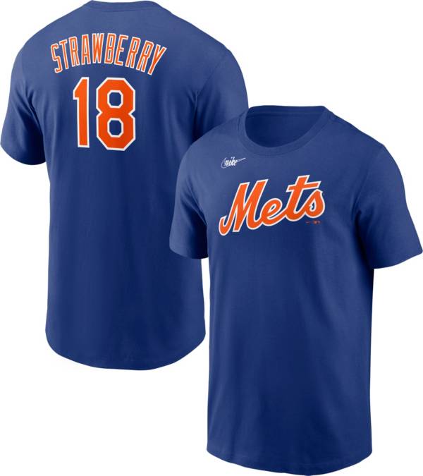 Nike Men's New York Mets Darryl Strawberry #18 Blue T-Shirt