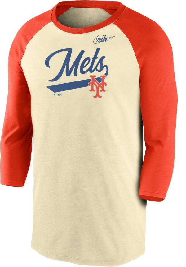 Nike Men's New York Mets Cooperstown Raglan Three-Quarter Sleeve Shirt