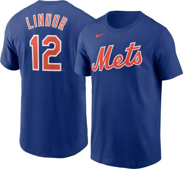 Nike Men's New York Mets Francisco Lindor #12 Royal T-Shirt