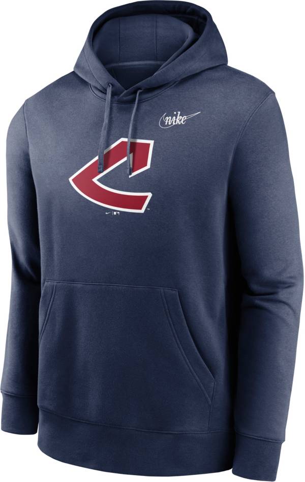 Nike Men's Cleveland Indians Navy Club Logo Pullover Hoodie