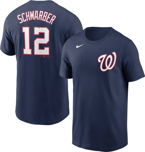 Nike Men's Washington Nationals Kyle Schwarber #12 Navy T-Shirt